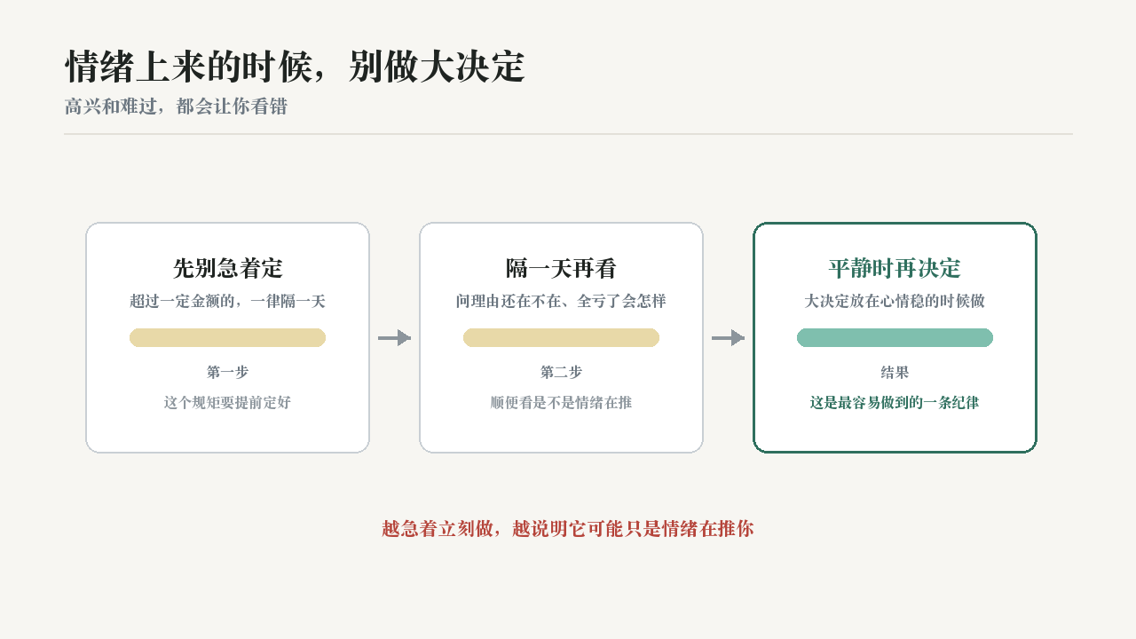 情绪上来的时候，别做大决定